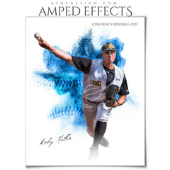 Amped Effects - Color Explosion - Baseball Poster Template For Photoshop