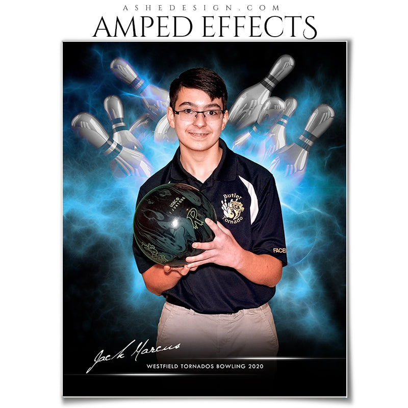 Ashe Design 16x20 Amped Effects Sports Photography Photoshop Templates Electric Explosion Bowling
