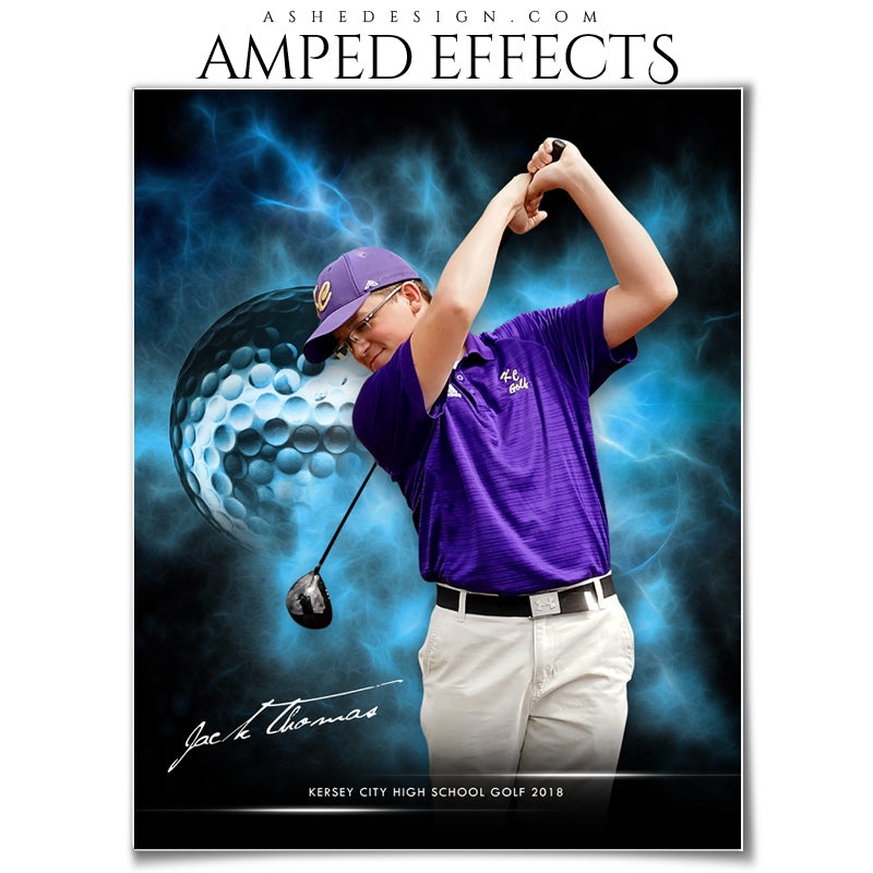 Ashe Design 16x20 Amped Effects Sports Photography Photoshop Templates Electric Explosion Golf