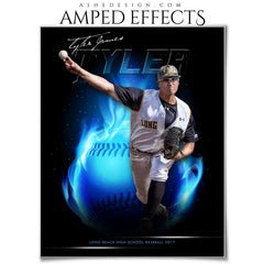 Amped Effects - Fireball - Baseball Poster Template For Photoshop