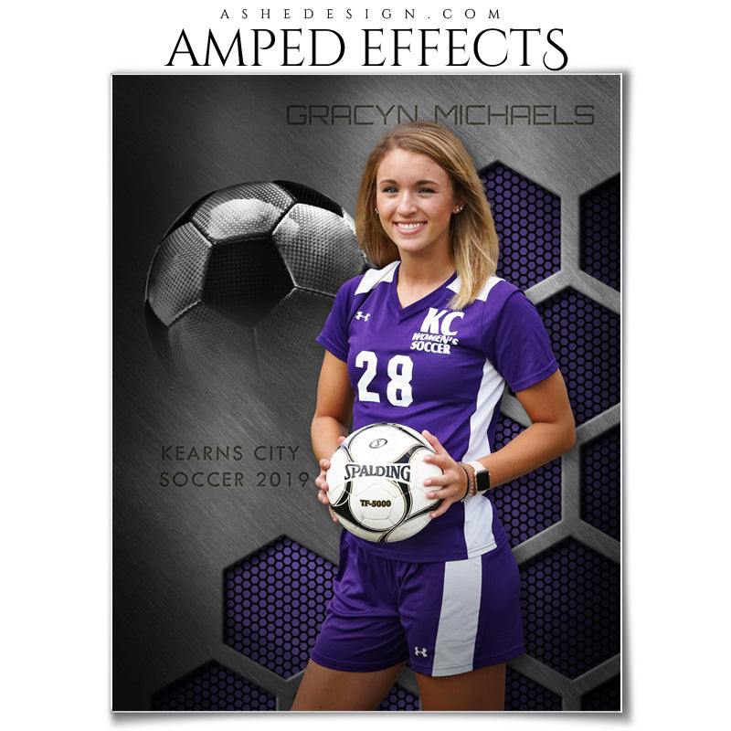 Ashe Design 16x20 Amped Effects Sports Poster - Honeycomb Steel - Soccer