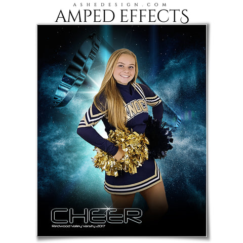 Ashe Design 16x20 Amped Effects Sports Poster - Platinum Burst - Cheer