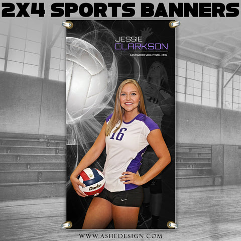 Ashe Design 2x4 Sports Banner - Mystic Explosion Volleyball