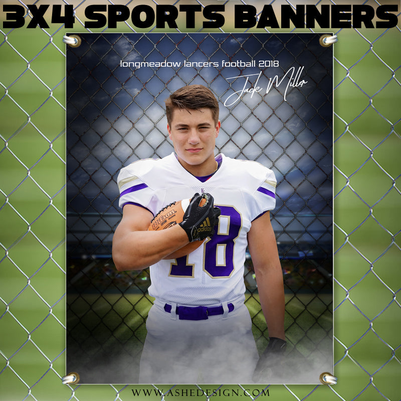 Ashe Design 3x4 Amped Sports Banner Photoshop Templates | Fenced In Football