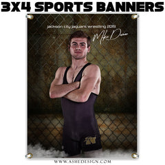 3x4 Amped Sports Banner - Fenced In Wrestling