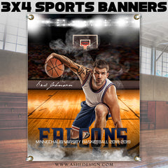 3'x4' Amped Sports Banner - Home Court Template For Photoshop