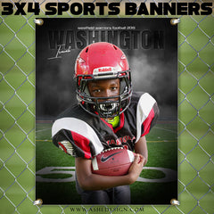 3'x4' Amped Sports Banner - In The Shadows Football Template For Photoshop