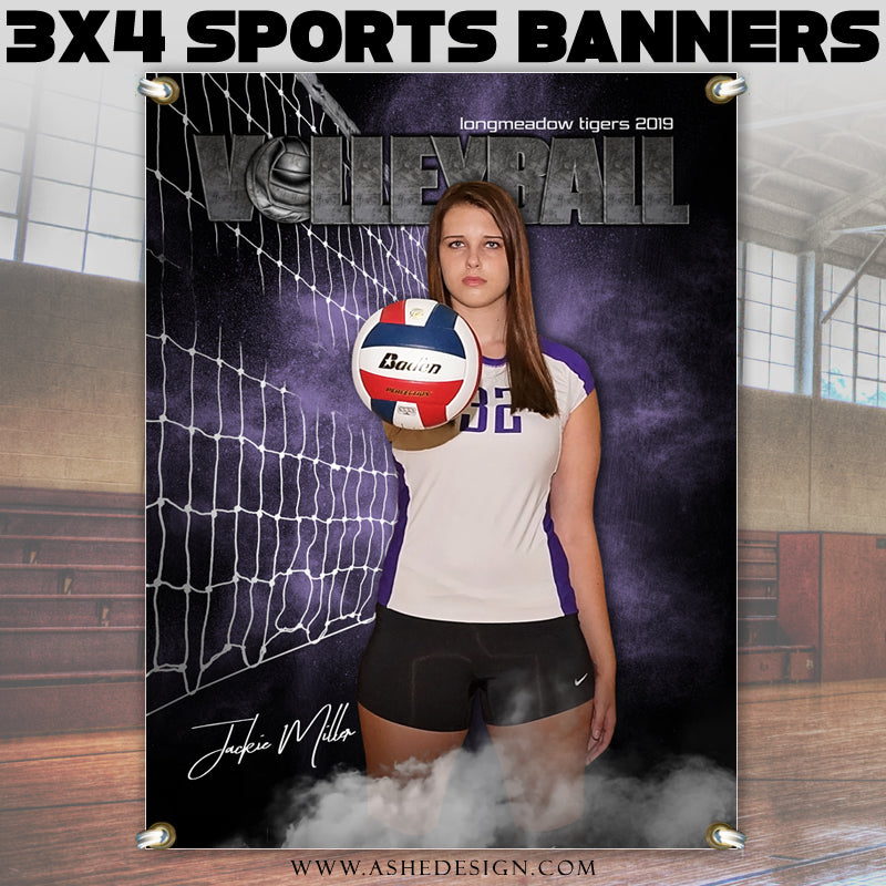 Ashe Design 3x4 Amped Sports Banner Photoshop Templates | Rocked Volleyball