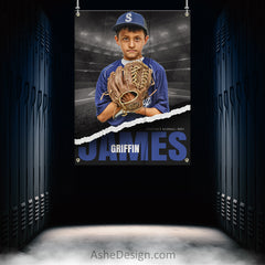 3'x4' Amped Sports Banner - Torn Paper Baseball Template For Photoshop