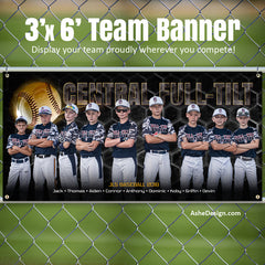 Amped Sports Banner 3'x6' - Honeycomb Baseball Template For Photoshop