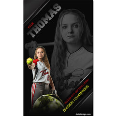 3x5 Amped Sports Banner - High Gloss Softball Template For Photoshop