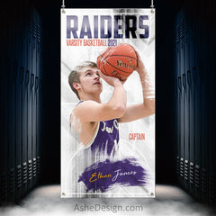 3'x6' Amped Sports Banner - Painted Basketball Template For Photoshop