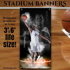 3'x6' Amped Sports Banner - Powder Blowout Basketball Template For Photoshop