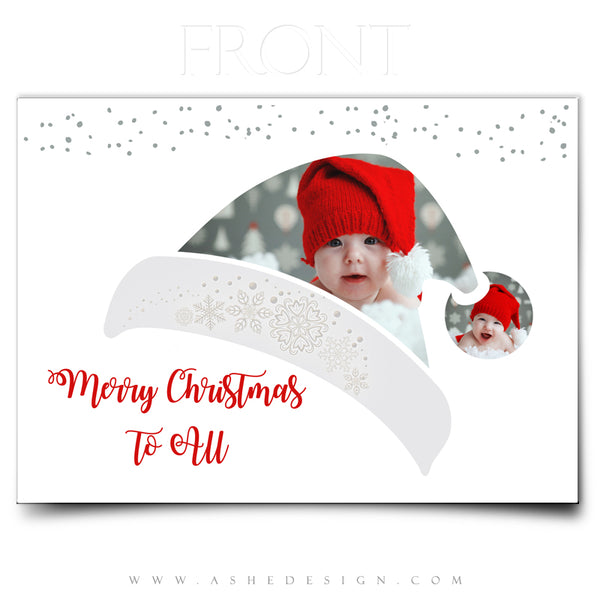 5x7 Flat Christmas Card  - Santa Hat