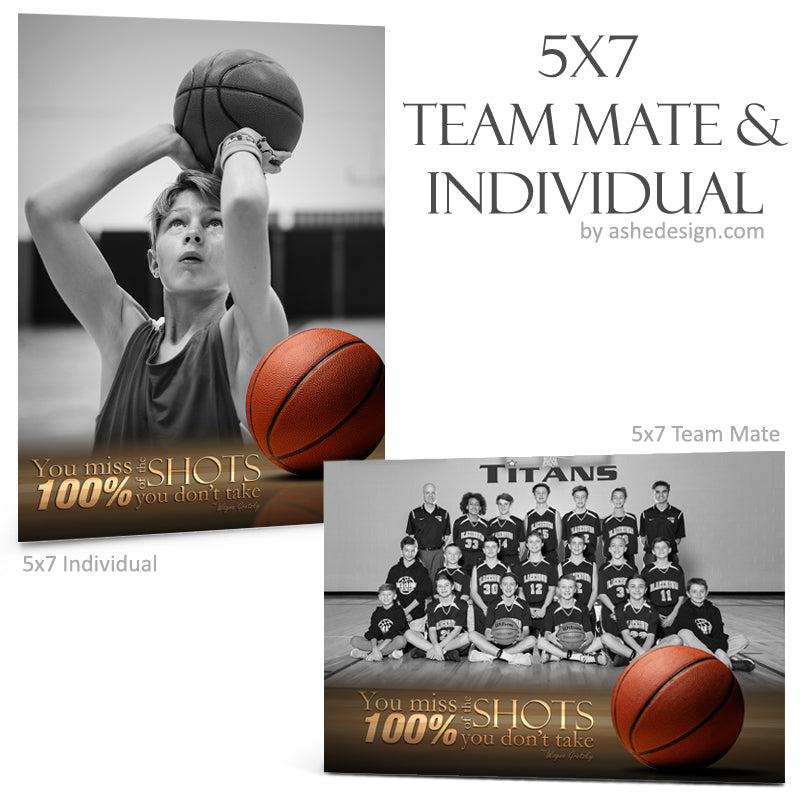Ashe Design 5x7 Team Mate & Individual - Center Court Basketball