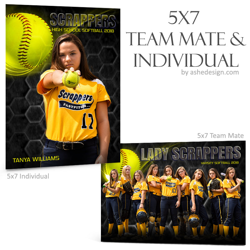 Ashe Design 5x7 Team Mate & Individual - Honeycomb Softball