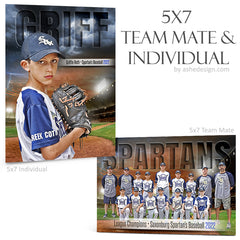 5x7 Team Mate & Individual - Stormy Lights Baseball