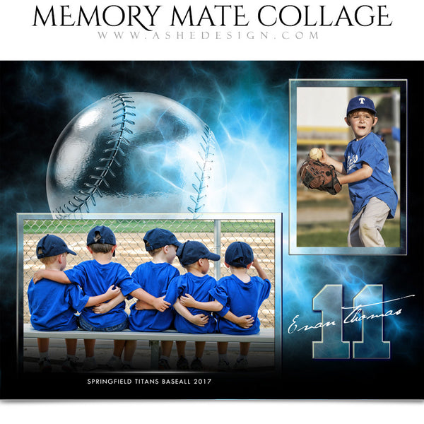 Ashe Design 8x10 Sports Memory Mate Electric Explosion Baseball HZ