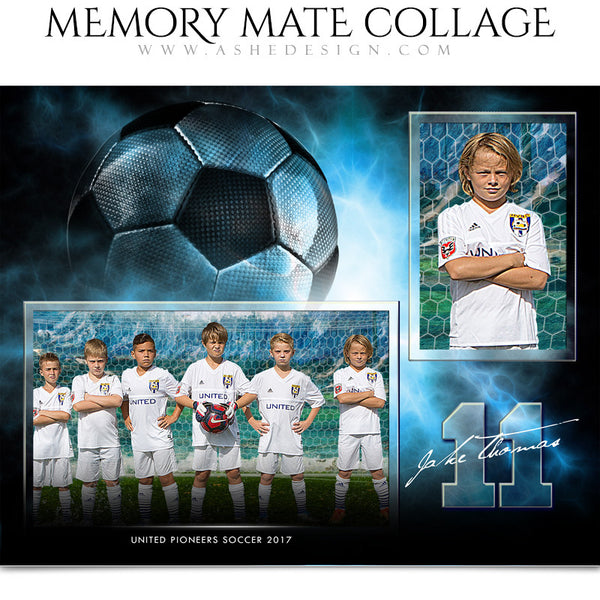 Ashe Design 8x10 Sports Memory Mate Electric Explosion Soccer HZ