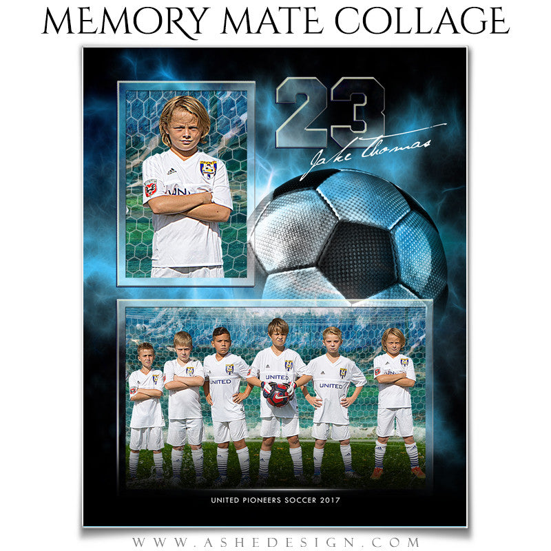 Ashe Design 8x10 Sports Memory Mate Electric Explosion Soccer VT