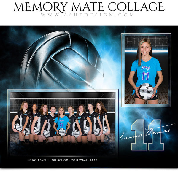 Ashe Design 8x10 Sports Memory Mate Electric Explosion Volleyball HZ