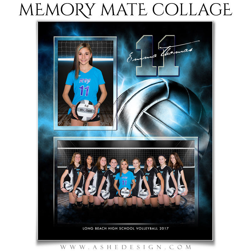 Ashe Design 8x10 Sports Memory Mate Electric Explosion Volleyball VT