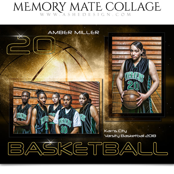 Ashe Design 8x10 Sports Memory Mates - Golden Burst Basketball HZ