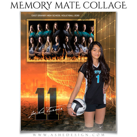 Ashe Design 8x10 Sports Memory Mate Inferno Volleyball VT