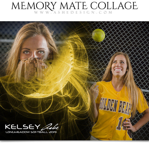 Ashe Design | Sports Memory Mates | Photoshop Templates | 8x10 | Mystic Explosion | Softball | Horizontal