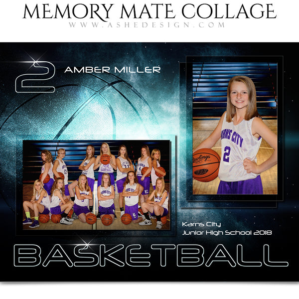 Ashe Design 8x10 Sports Memory Mates -Platinum Burst Basketball HZ