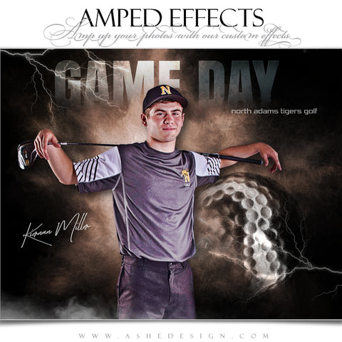 Ashe Design 16x20 Amped Effects Sports Poster - Lightning Storm Golf
