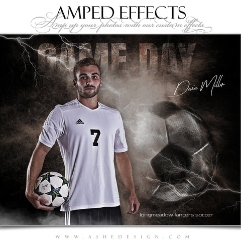 Ashe Design 16x20 Amped Effects Sports Poster - Lightning Storm Soccer