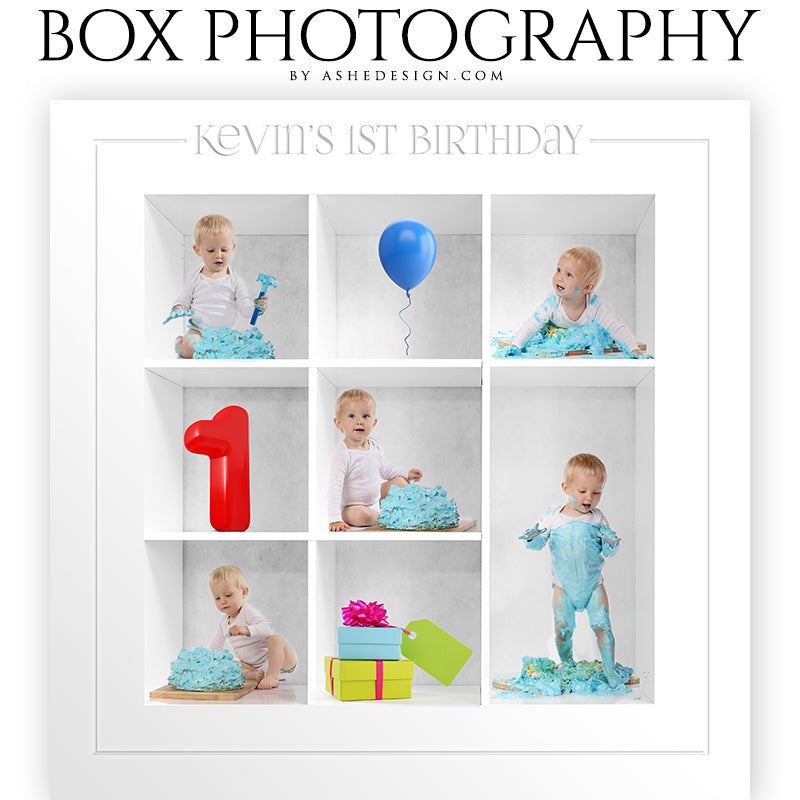 Box Session Photography - First Birthday Collage