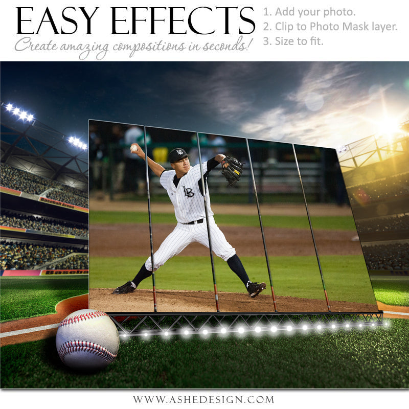 Ashe Design 16x20 Easy Effects Sports Poster - Big Screen - Baseball