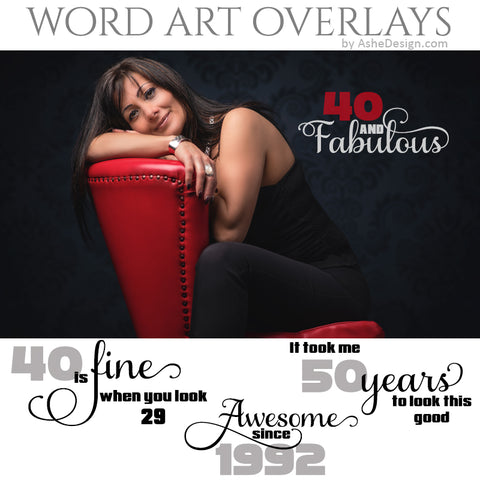 Word Art Overlays - Fabulous At Any Age Editable