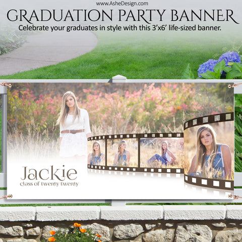 Ashe Design | Photoshop Template | Grad Party Photo Banner | 3'x6' Horizontal | Film Strip