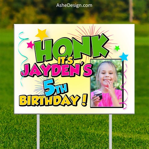 Lawn Sign 18x24 - Honk Photo Birthday
