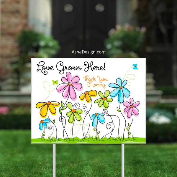 Ashe Design Photoshop Template Lawn Sign 18x24 Horizontal Lawn Bouquet Pastel Roses