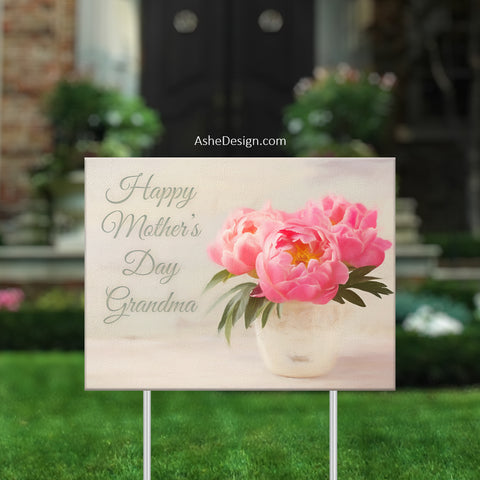 Lawn Sign 18x24 - Lawn Bouquet - Pink Peonies