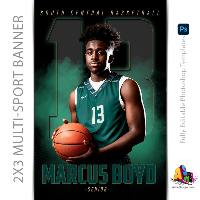 Photoshop Basketball Poster Template, Digital Sports Background Backdrop,  Senior Night Basketball Player Banner, Perfect Banquet Gift 