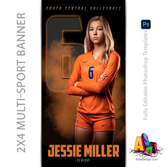 2'x4' Multi Sport Banner - The GOAT Banner Template For Photoshop