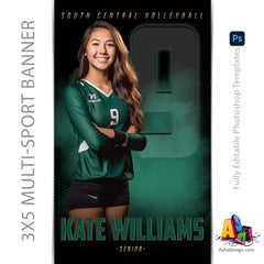 3x5 Multi-Sport Banner - The GOAT Sports Banner Template For Photoshop
