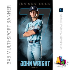 3x6 Multi-Sport Banner - The GOAT Sports Banner Template For Photoshop