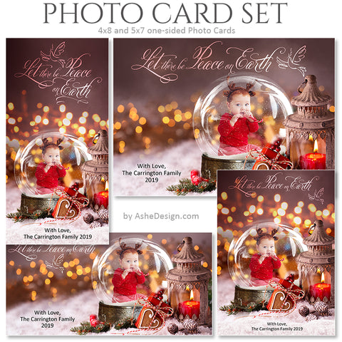 Christmas Photo Card Set - Snow Globe Silent Night