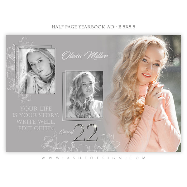 Ashe Design | Senior Yearbook Ad | Photoshop Templates | Silver Plated ...