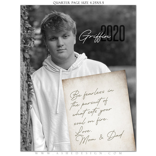 Ashe Design | Senior Yearbook Ad | Photoshop Templates | Quarter Page