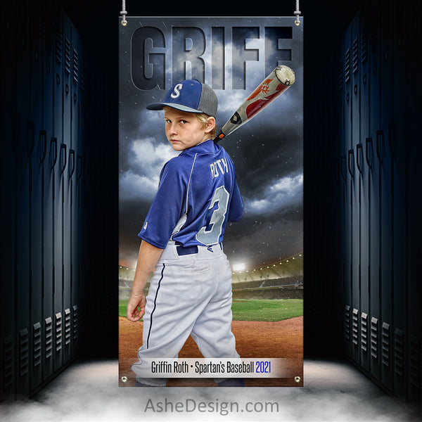 3x6 Amped Sports Banner Photoshop Template | Stormy Lights Baseball ...