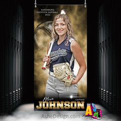 3x6 Amped Sports Banner - Electric Explosion Softball Template For Photoshop