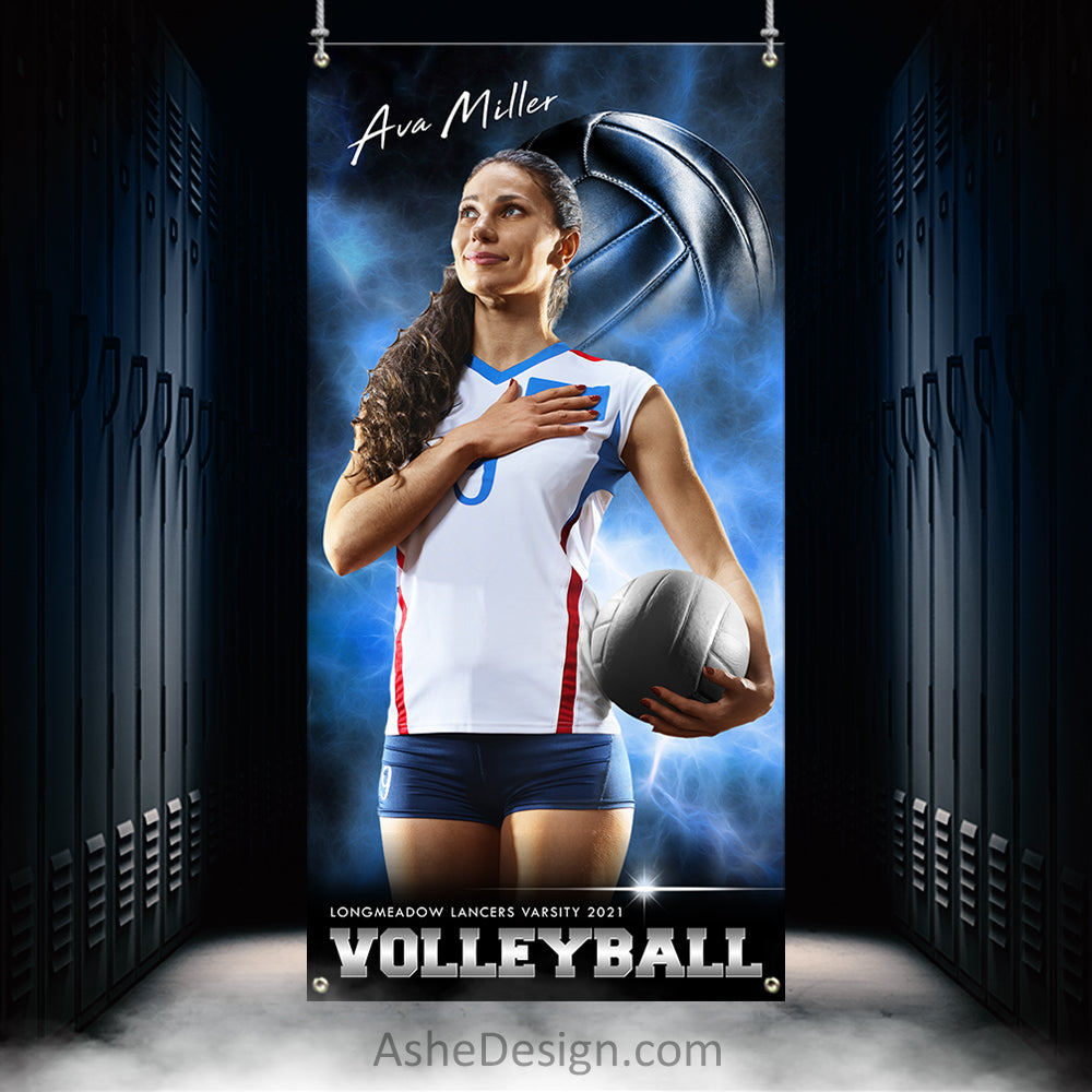3x6 Amped Sports Banner - Electric Explosion Volleyball