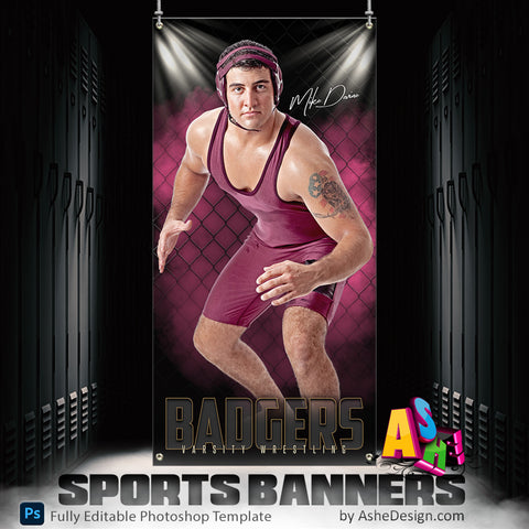 3x6 Amped Sports Banner - Fenced In Wrestling